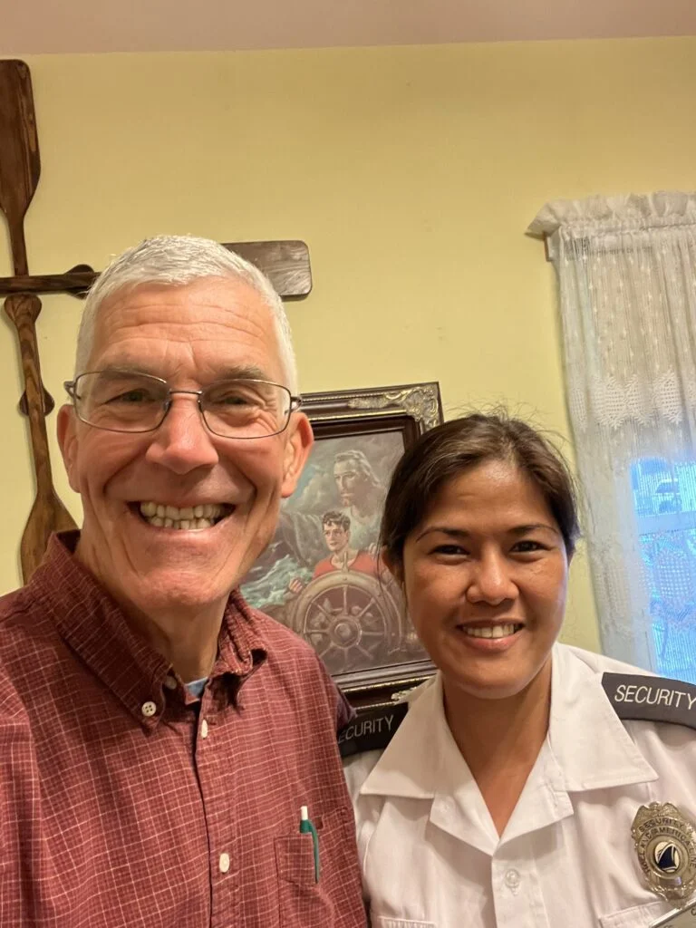 Scott with a Cruise Worker