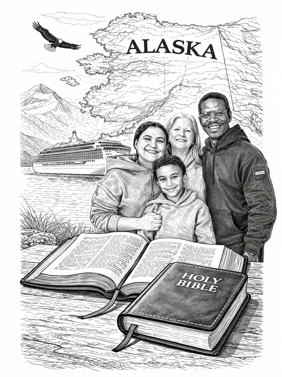Family in Alaska Sketch